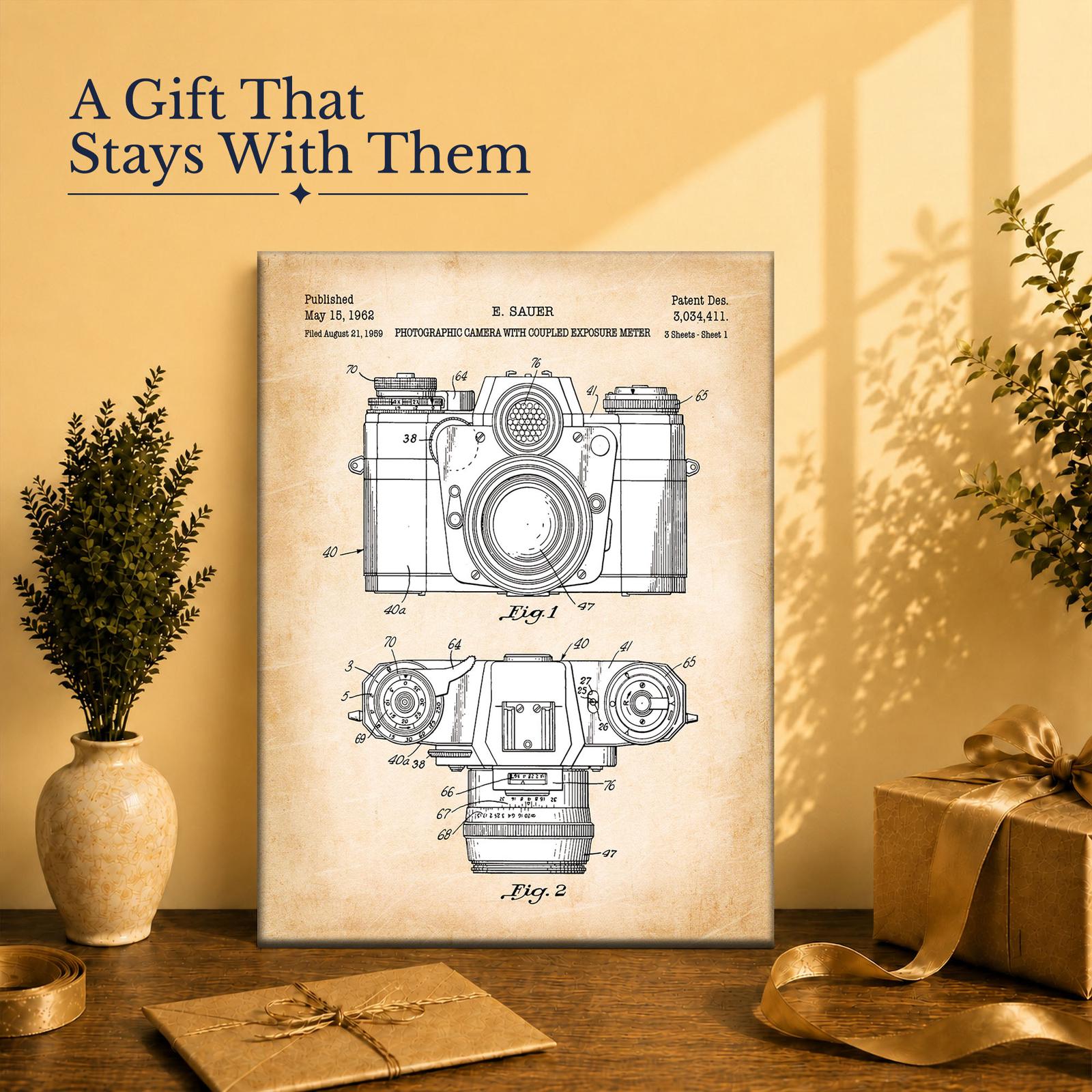 C2311C-2-11x14-1 Vintage camera gift - canvas print for a photography collector