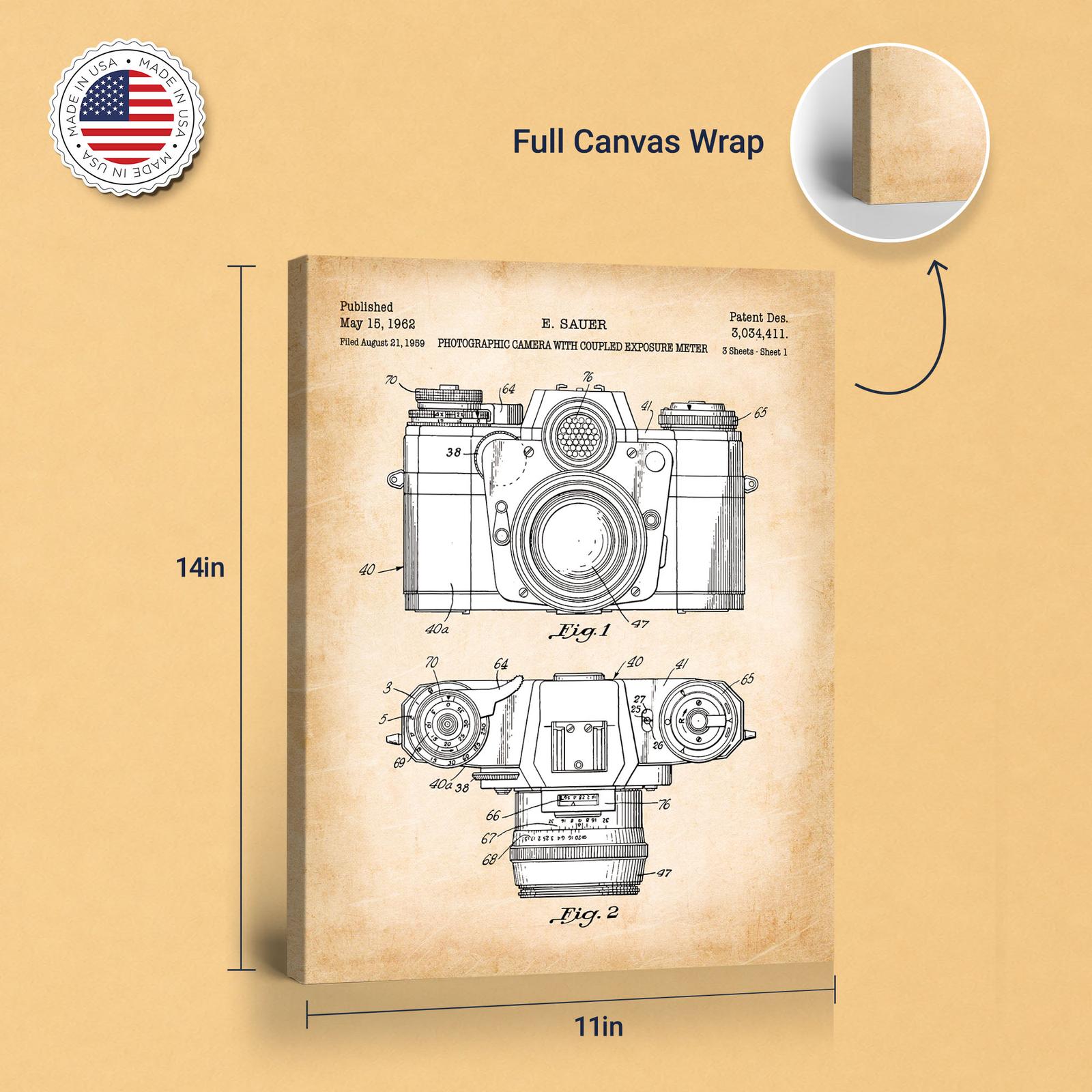 C2311C-8-11X14 Vintage camera canvas - gallery wrapped canvas edge detail