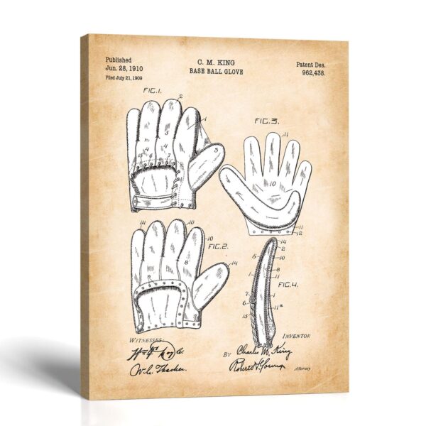 Baseball glove patent canvas print - Vintage Fielder's Mitt by Crossroads Home Decor