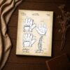Baseball glove patent canvas, close-up of the laced palm and stitched cuff