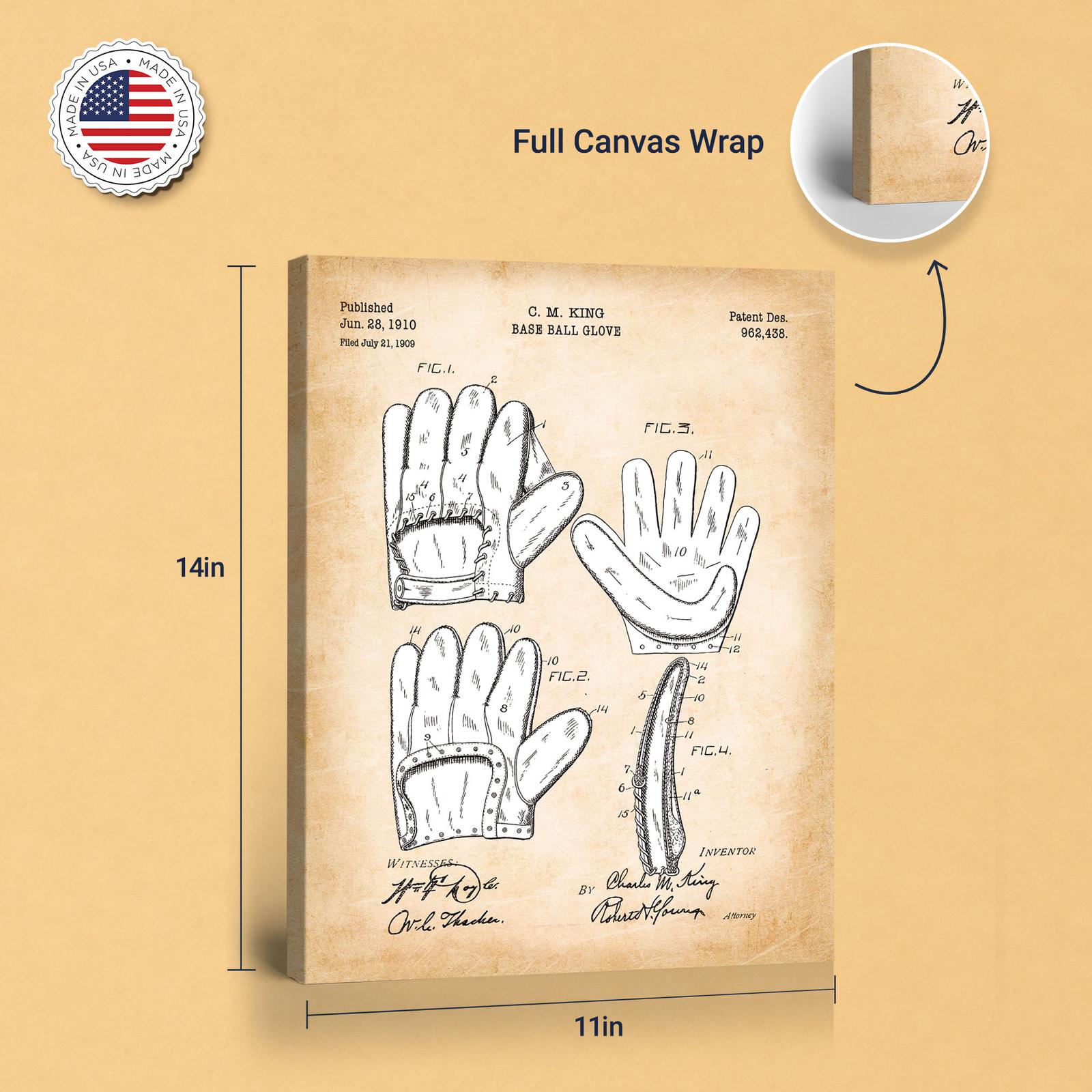 Baseball glove canvas - gallery wrapped canvas edge detail