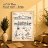 Suspension bridge patent print gift - canvas wall art for an engineer or draftsman