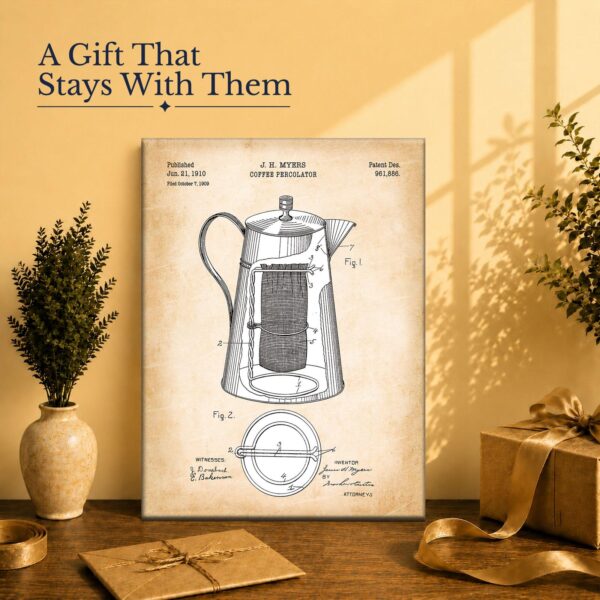 Vintage percolator patent print gift for the coffee lover in your life