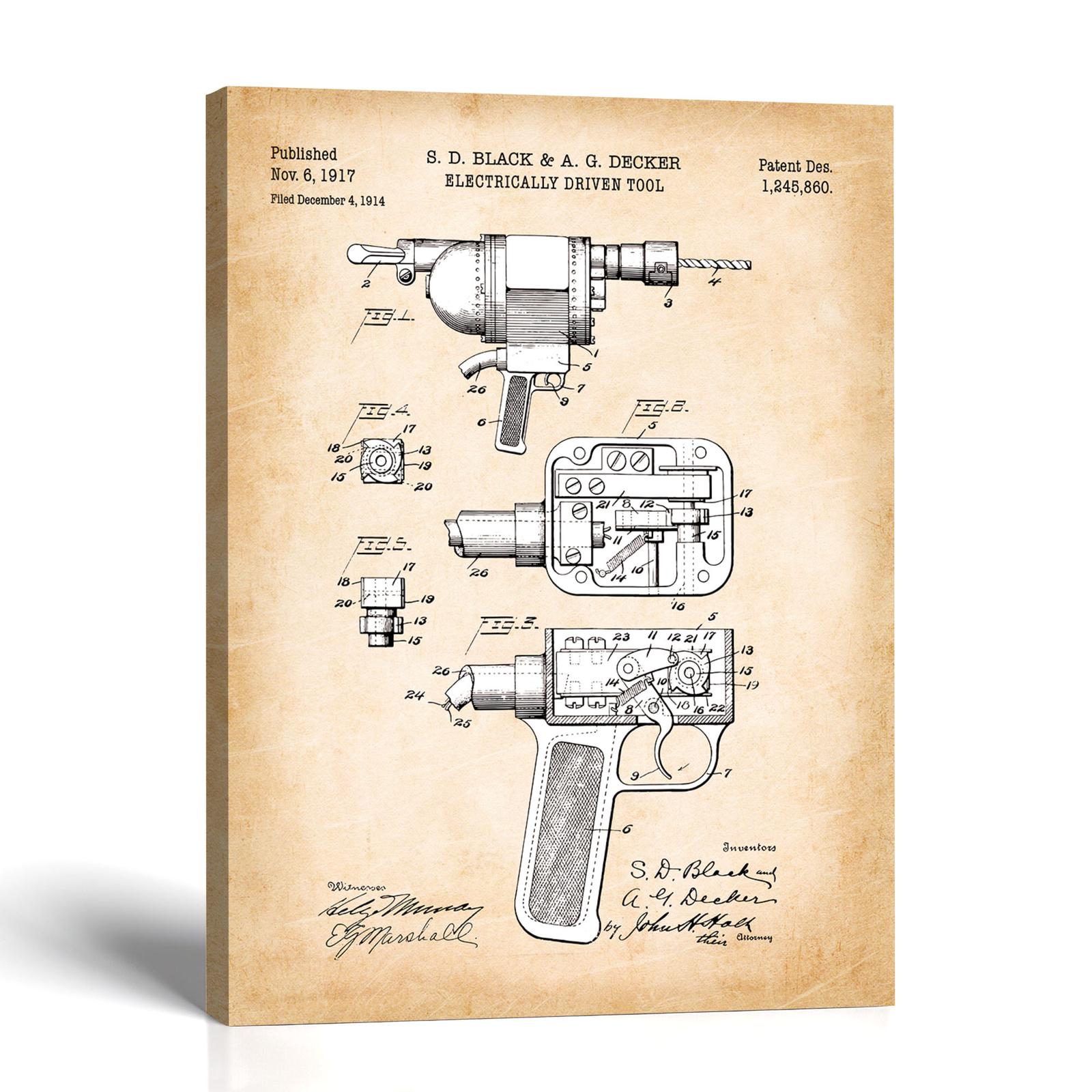 C2318C-1-11x14-1 Electric drill patent canvas print by Crossroads Home Decor
