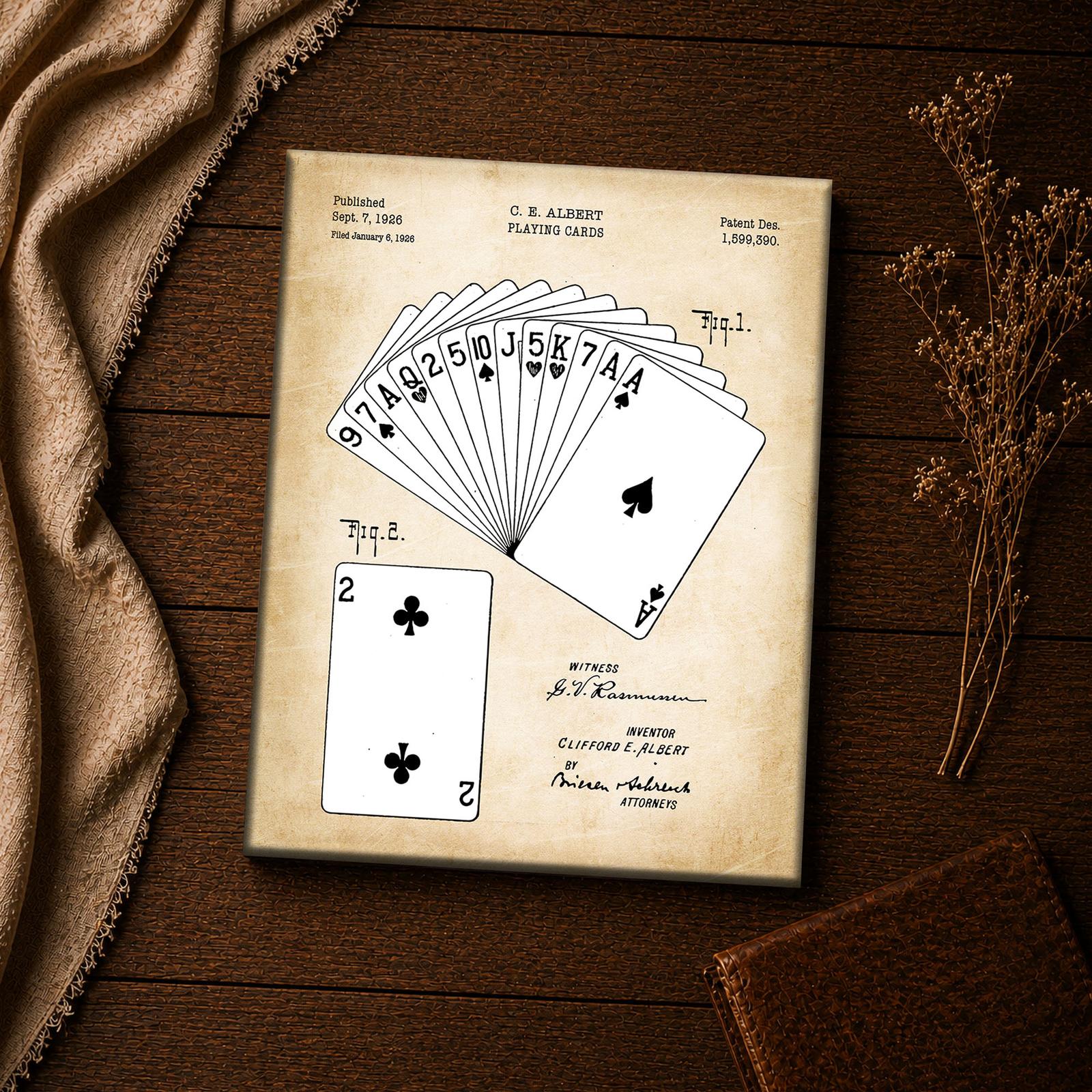 Ace of spades patent print - vintage playing cards inspirational wall art