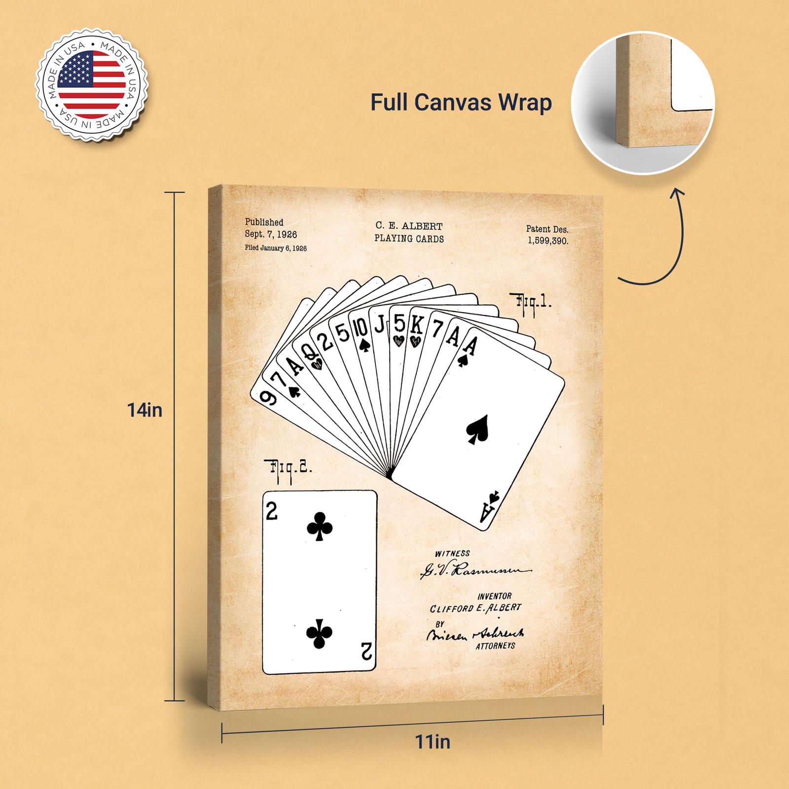 Playing cards patent print - gallery wrapped canvas edge detail