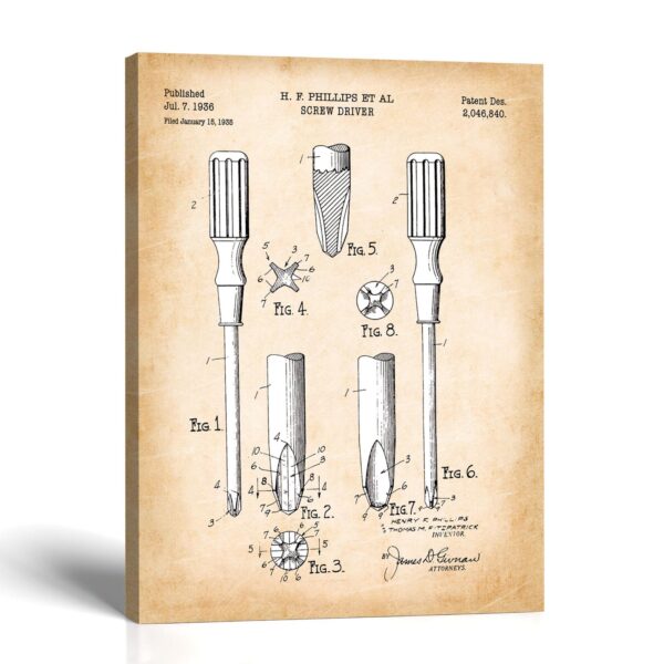 Phillips screwdriver patent canvas print by Crossroads Home Decor