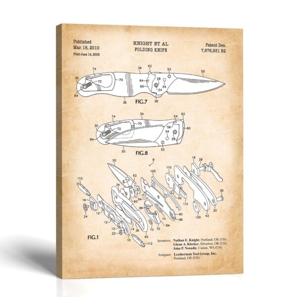 Pocket knife patent canvas print - 2010 folding knife patent print by Crossroads Home Decor
