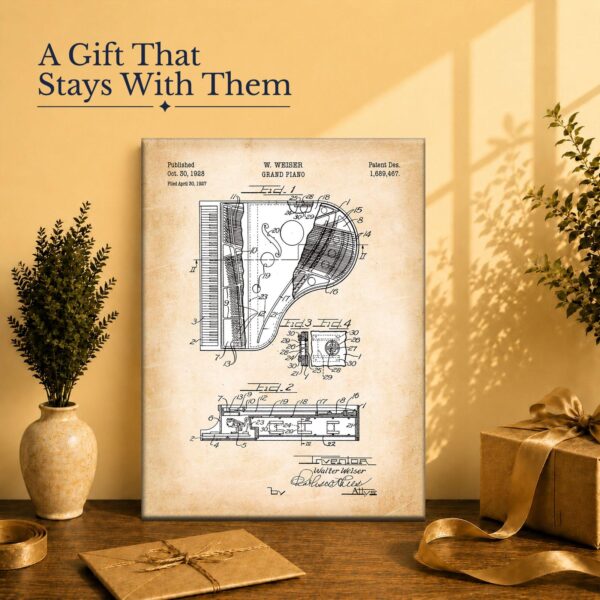 Grand piano patent print gift for the pianist in your life
