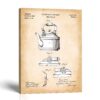 Tea kettle canvas print - 1889 patent drawing by Crossroads Home Decor
