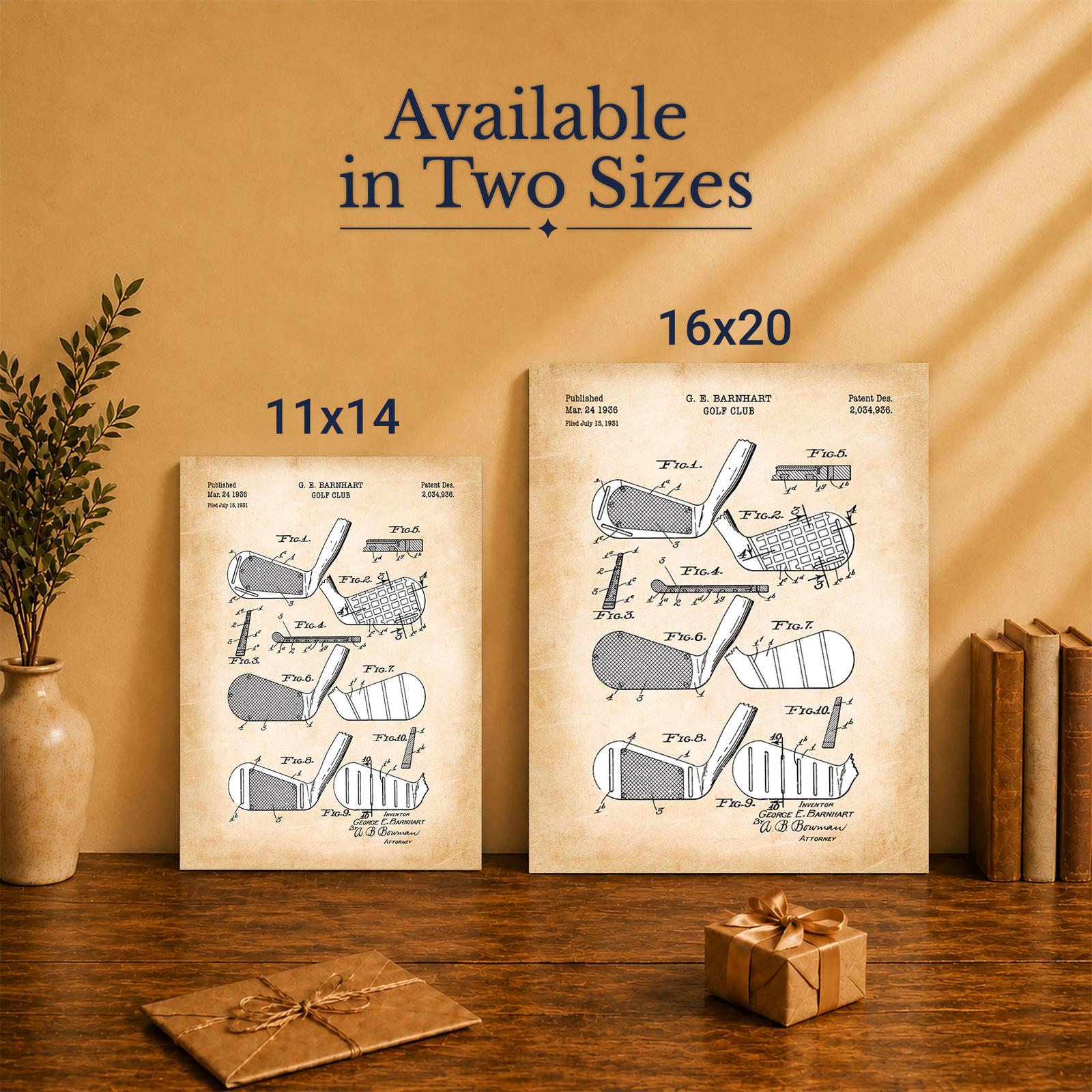 C2332C-5 Golf iron patent print - Made in USA family-owned golf wall art