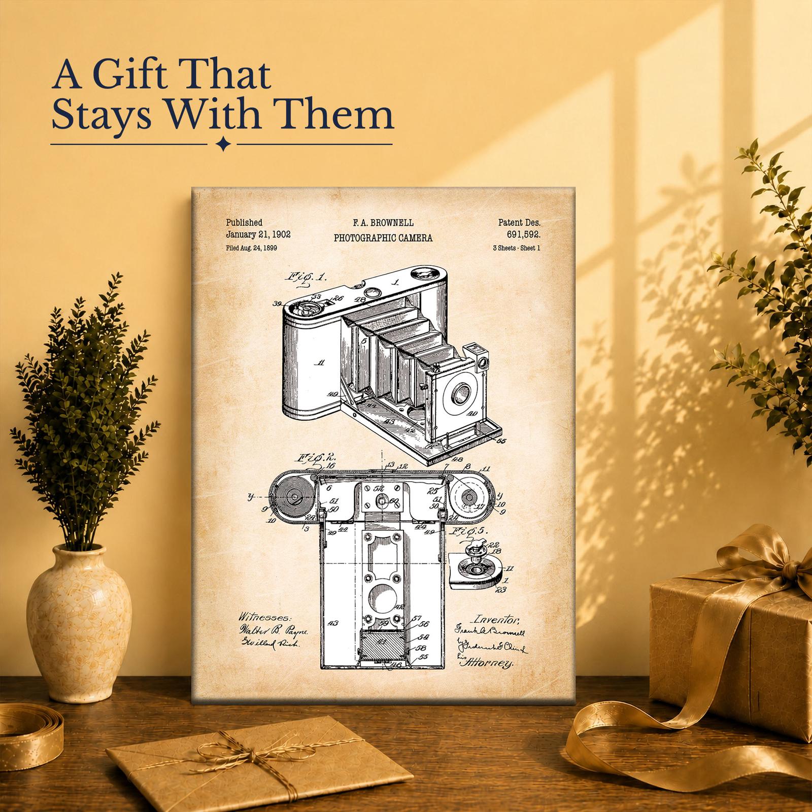 Antique folding camera gift - canvas print for a photography collector