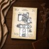 Folding camera patent canvas, close-up of the bellows linework
