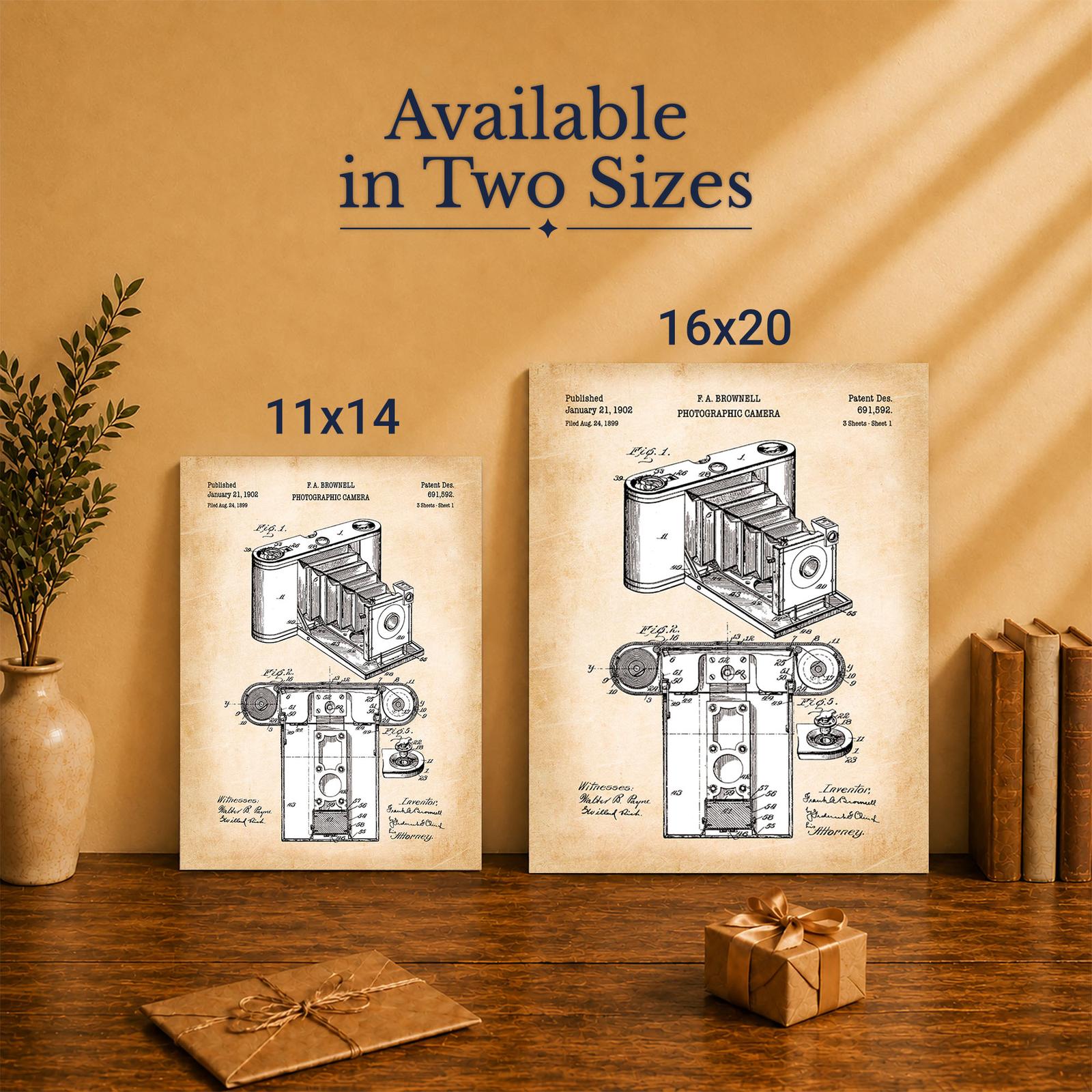 Antique folding camera canvas print - Made in USA family-owned vintage wall art