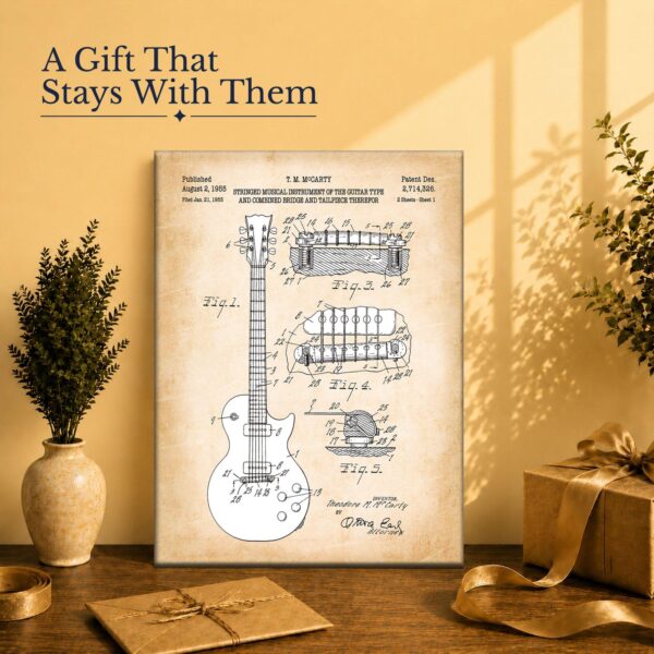 Guitar patent print gift for the guitarist in your life