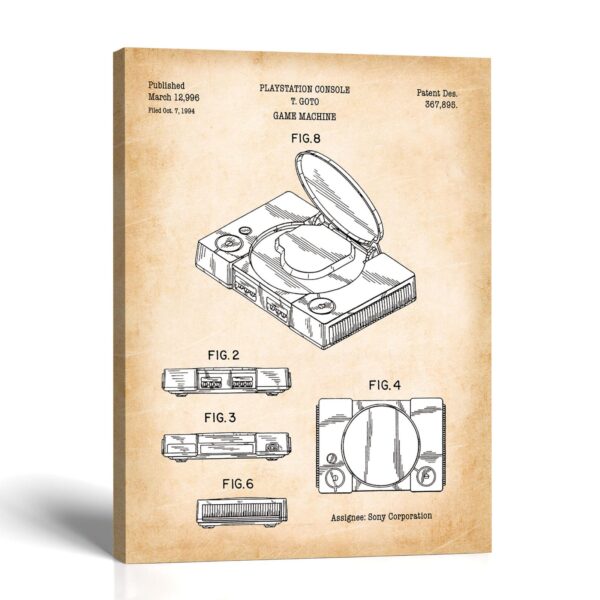 Retro game console patent canvas print - 1996 patent drawing by Crossroads Home Decor