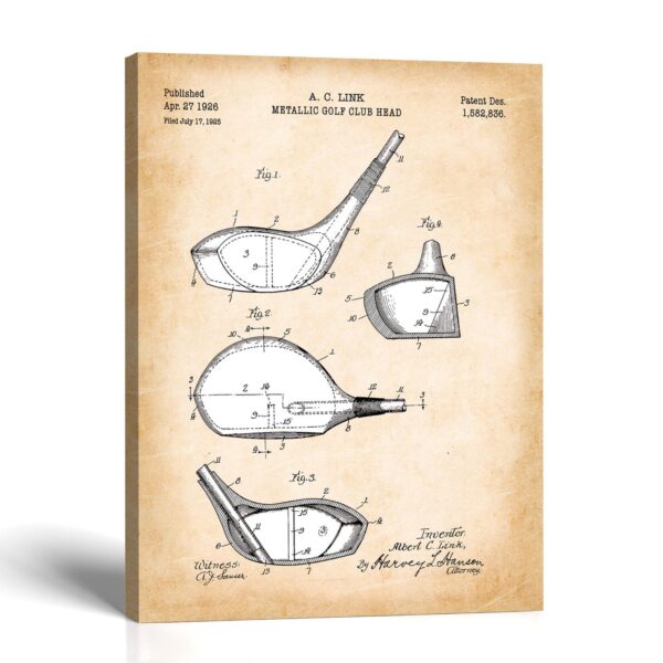 Golf driver patent canvas print by Crossroads Home Decor