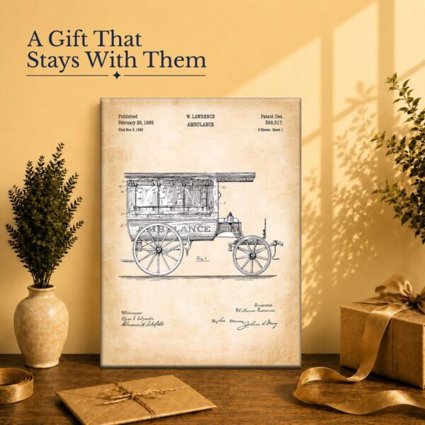 Vintage ambulance patent print gift for the EMT or paramedic in your life