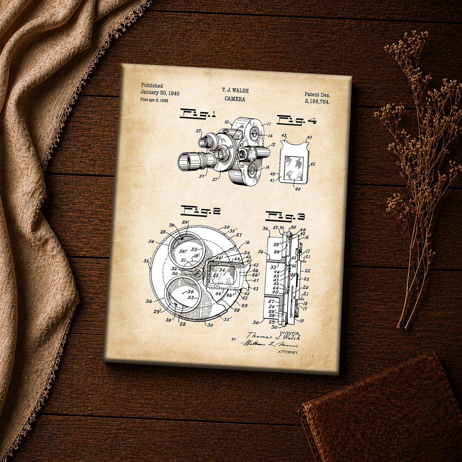 Cine camera patent canvas, close-up of the turret linework