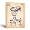 Basketball goal patent canvas print - vintage ring and net wall art by Crossroads Home Decor