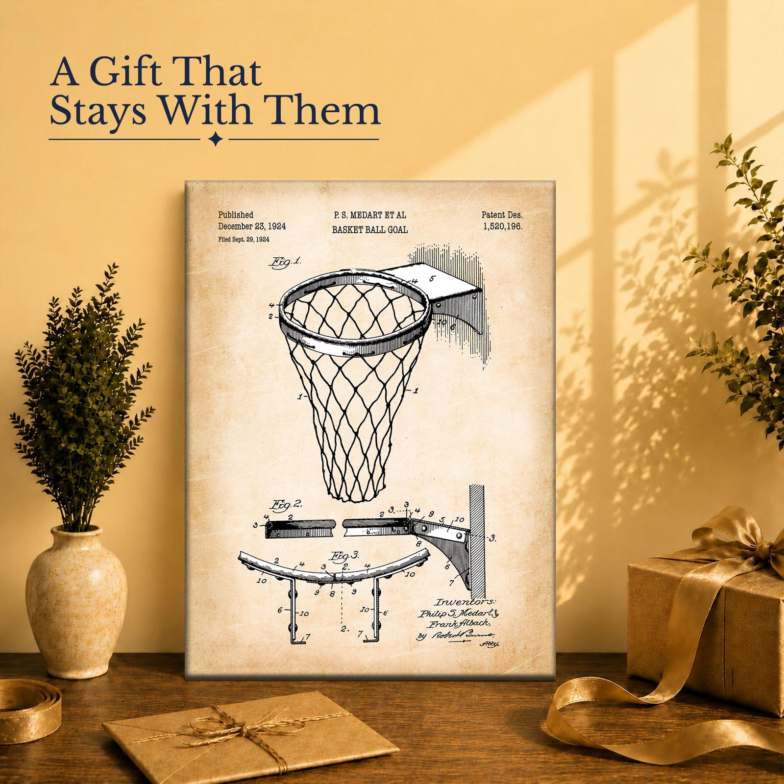 Basketball goal canvas print gift for a player or coach