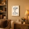 Basketball goal patent canvas wall art displayed in a home gym or game room