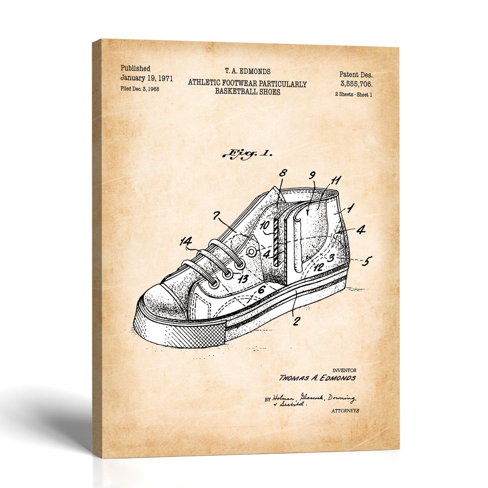 Basketball shoe patent canvas print by Crossroads Home Decor