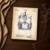 Antique wine press patent drawing canvas print - vintage winemaking decor