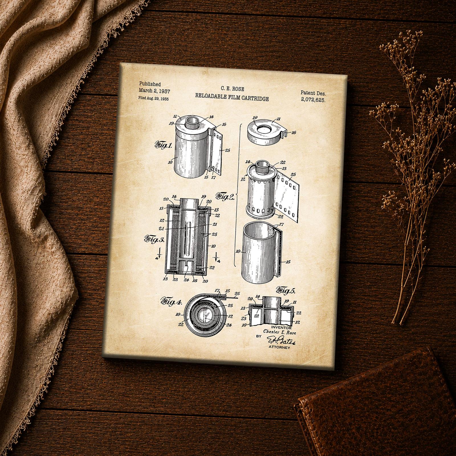 C2354C-4-11x14-1 Reloadable film cartridge patent blueprint close-up - vintage photography wall art