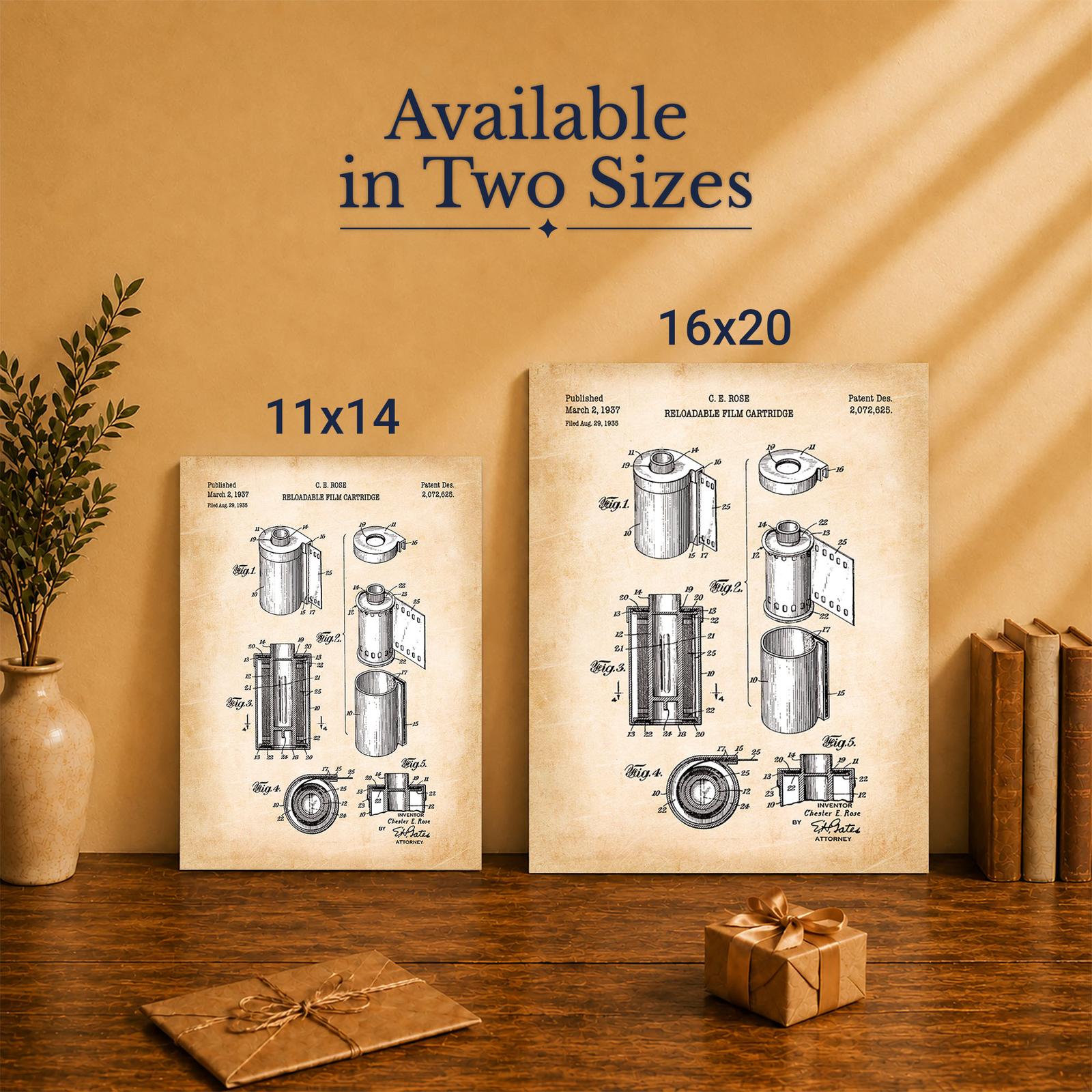 C2354C-5 1937 camera cartridge blueprint wall art - Made in USA family-owned