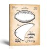 Football patent canvas print, 1939 game-ball drawing, by Crossroads Home Decor
