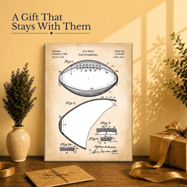 Football patent print gift - canvas wall art for a young fan or coach
