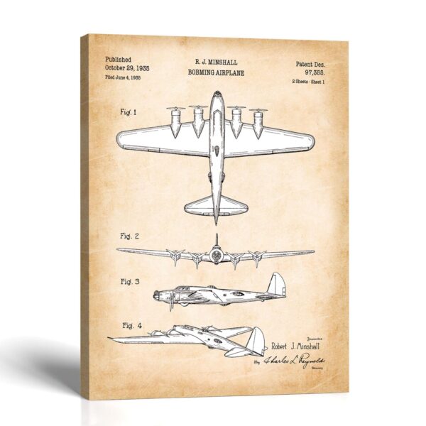 B-17 patent canvas print - 1935 bomber design blueprint by Crossroads Home Decor