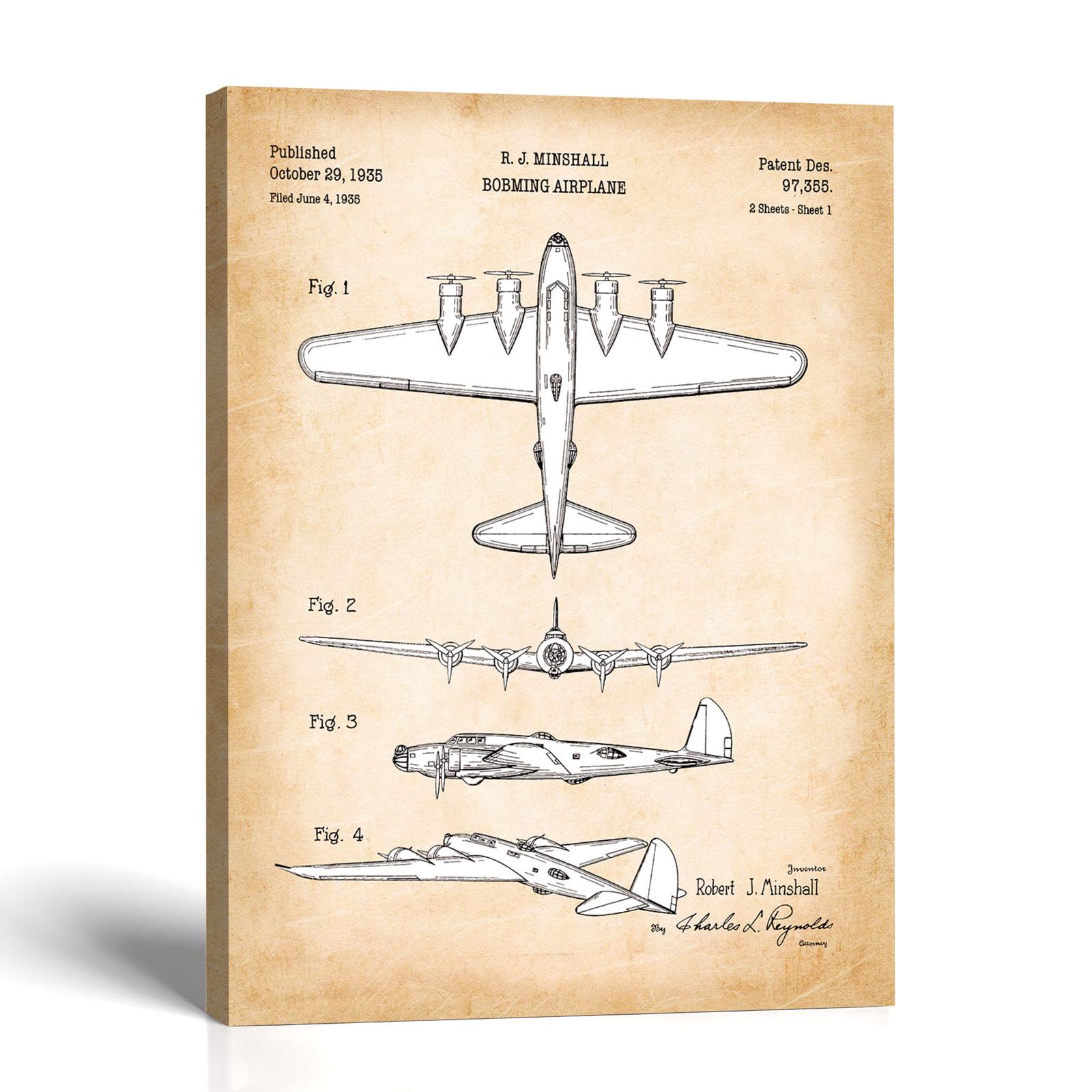 B-17 patent canvas print - 1935 bomber design blueprint by Crossroads Home Decor