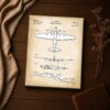 Four-engine bomber patent blueprint close-up - vintage aviation wall art
