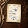 Flying wing patent blueprint close-up - vintage aerospace wall art
