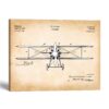 Biplane patent canvas print - 1929 staggered-wing blueprint by Crossroads Home Decor