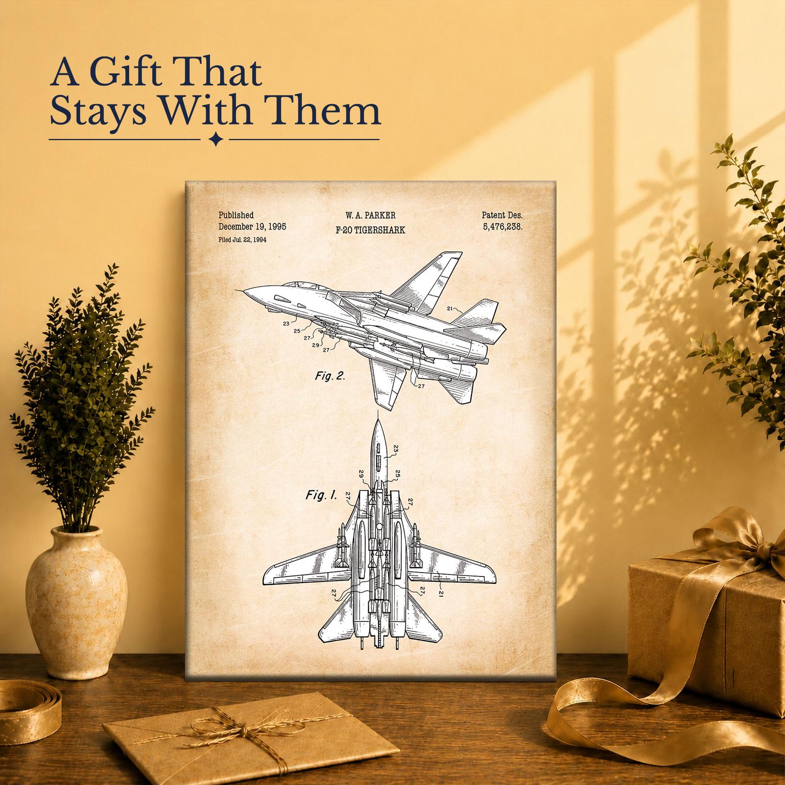 Military aircraft patent print - gift for veterans and aviation collectors