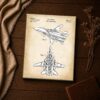 Fighter jet patent blueprint - close-up of the swing-wing drawing
