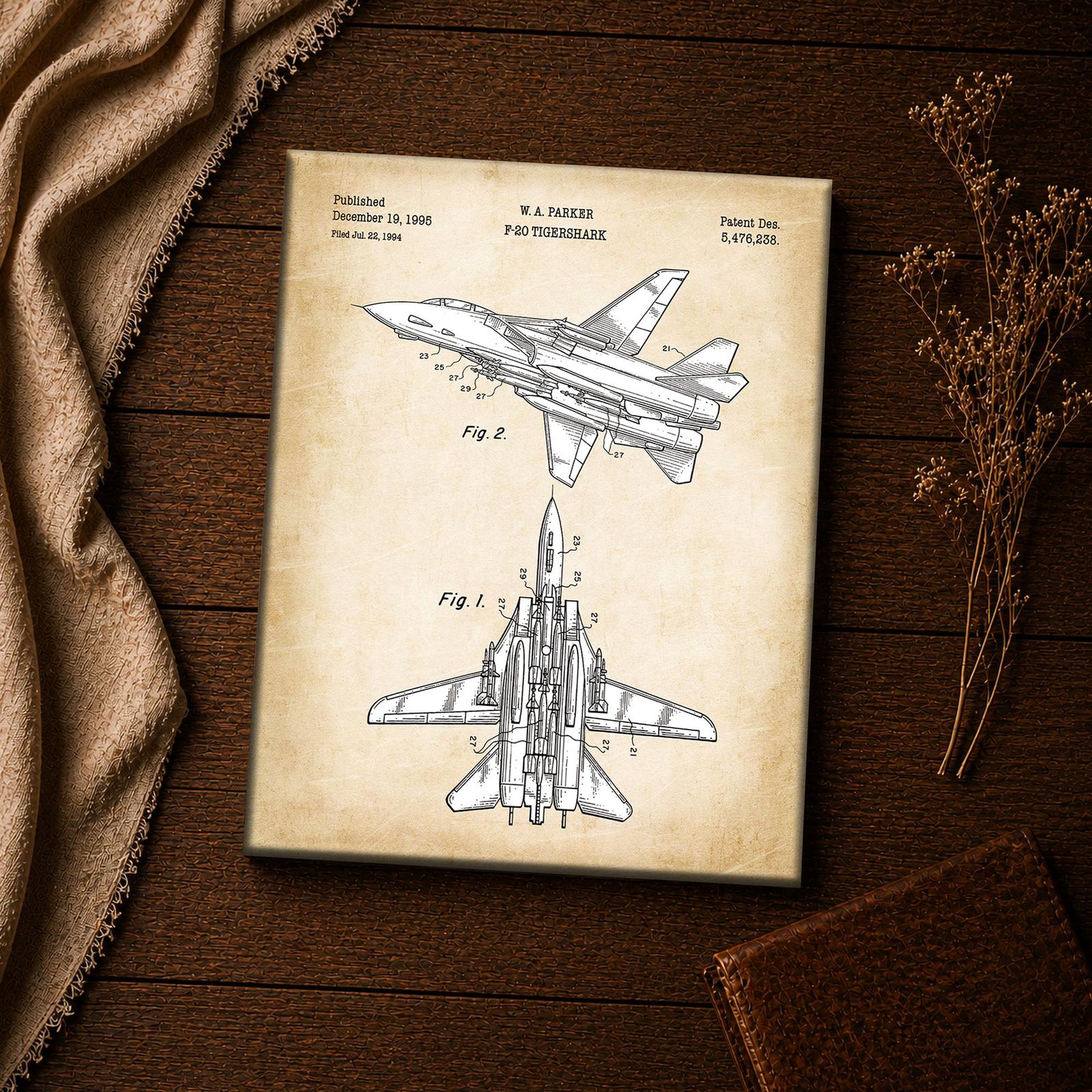 Fighter jet patent blueprint - close-up of the swing-wing drawing
