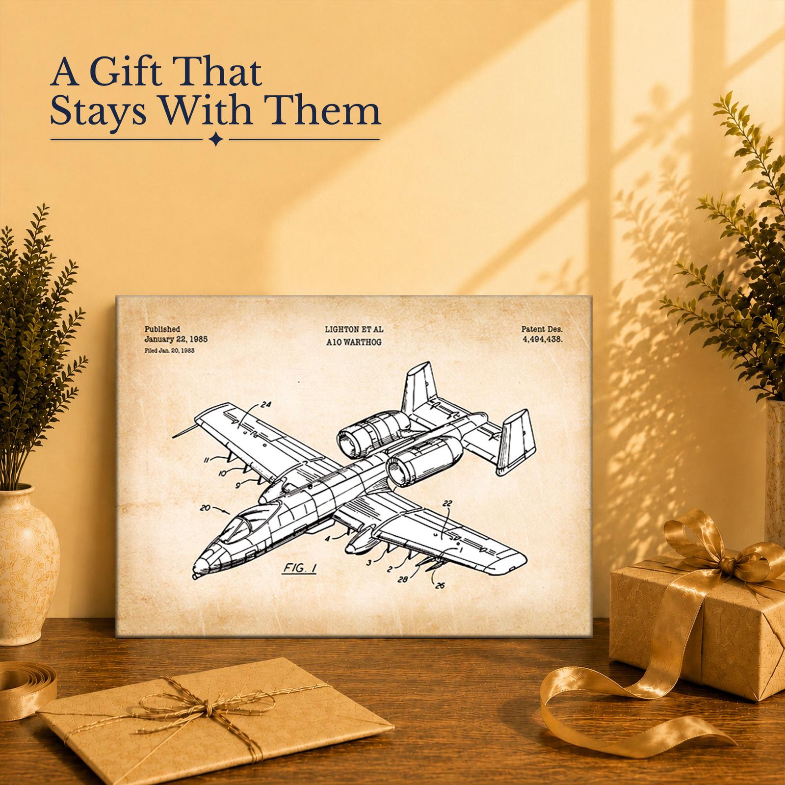 A-10 Warthog patent print - canvas gift for aviation collectors and veterans