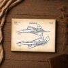 Stealth fighter canvas print - military jet patent blueprint close-up detail