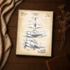 Warbird canvas print - WWII airplane patent blueprint close-up detail