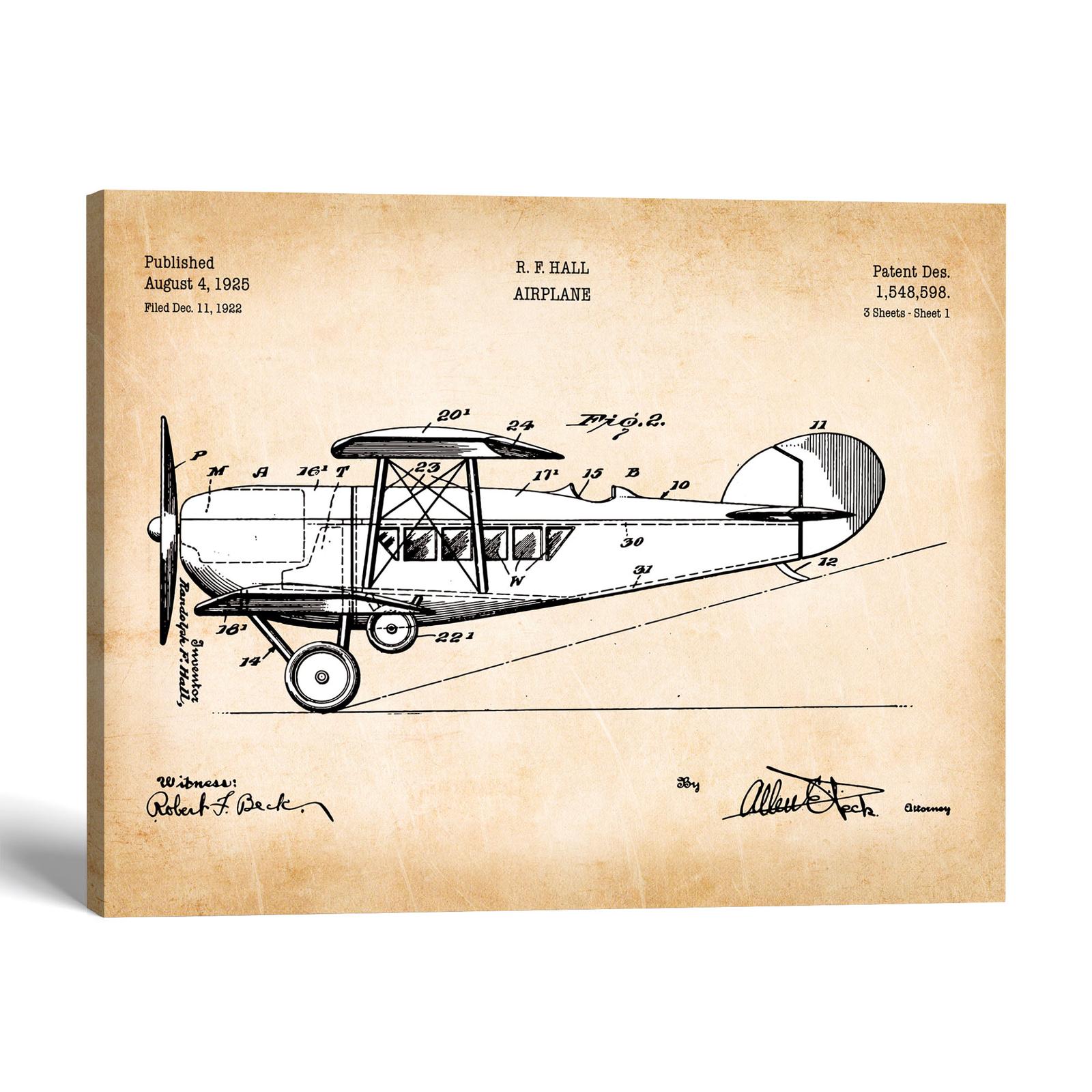Passenger Airplane Patent Canvas Print by Crossroads Home Decor