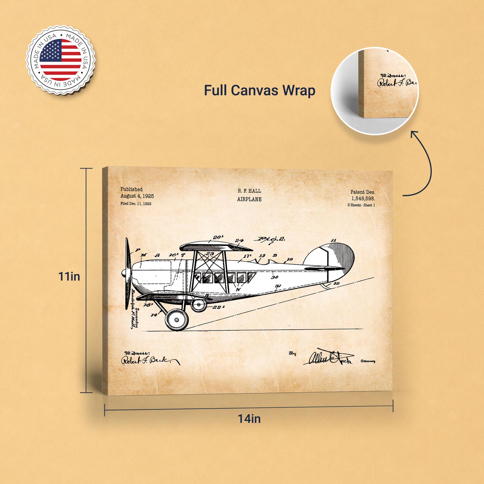 Passenger airplane patent canvas print - gallery wrapped canvas edge detail