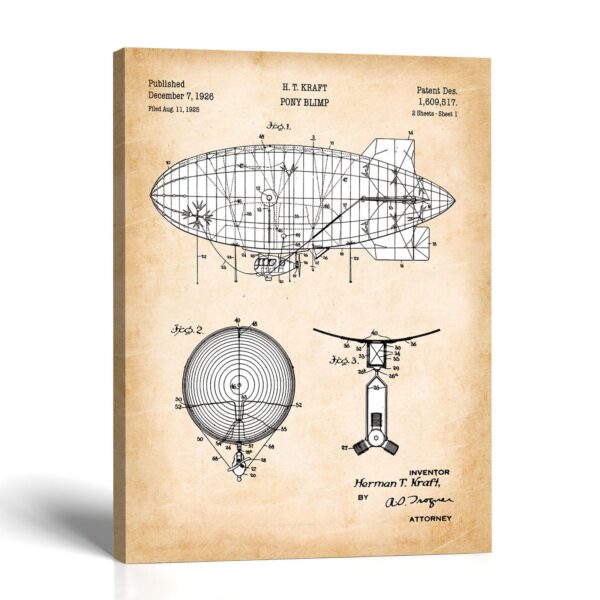 Blimp Patent Canvas Print by Crossroads Home Decor