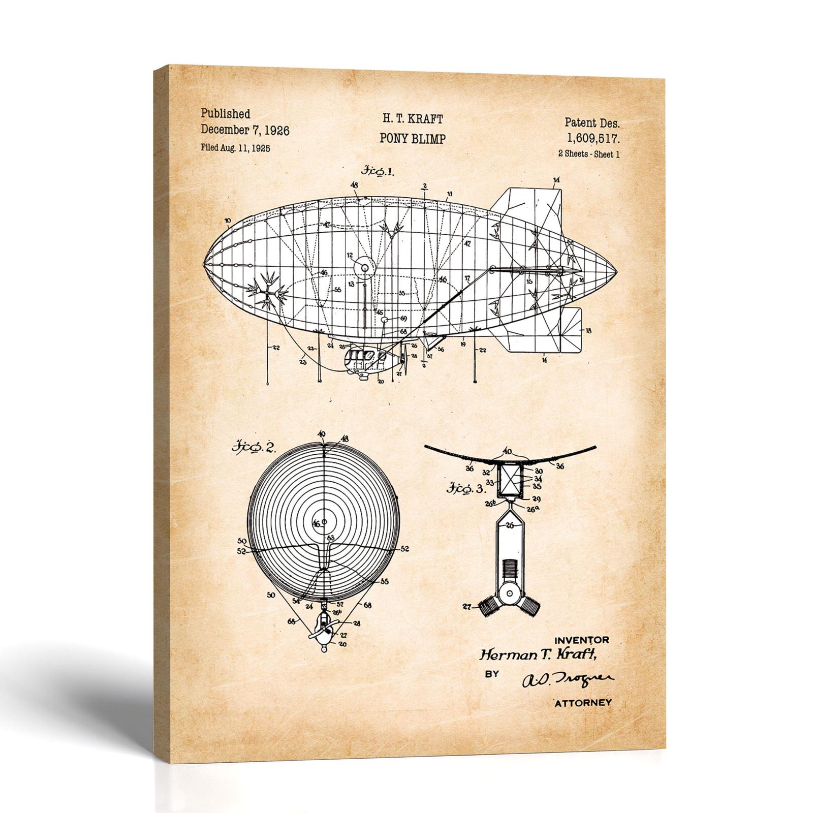 Blimp Patent Canvas Print by Crossroads Home Decor