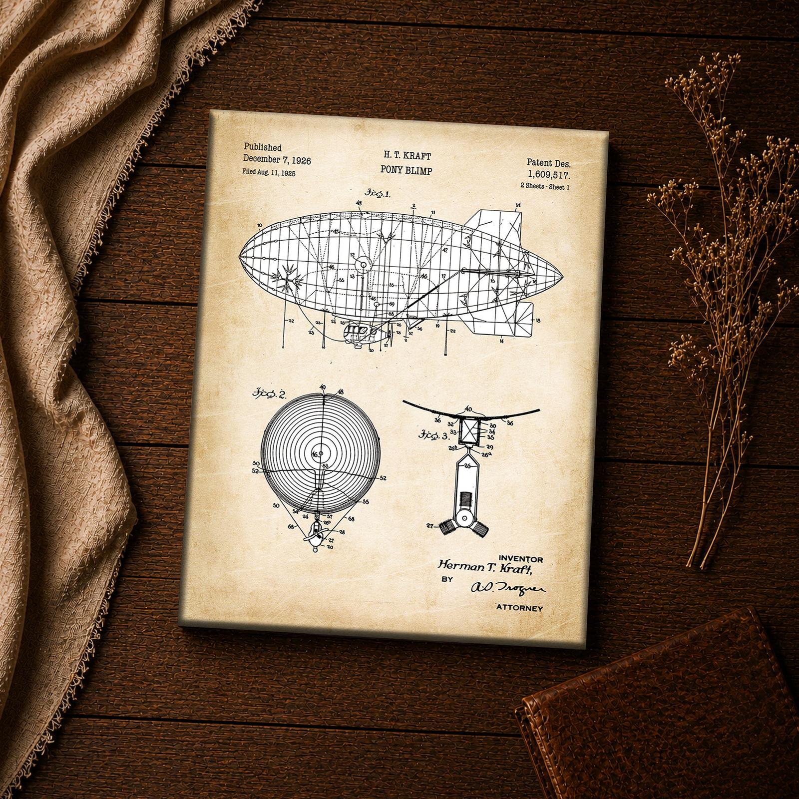Pony blimp canvas print close-up - antique airship wall art detail