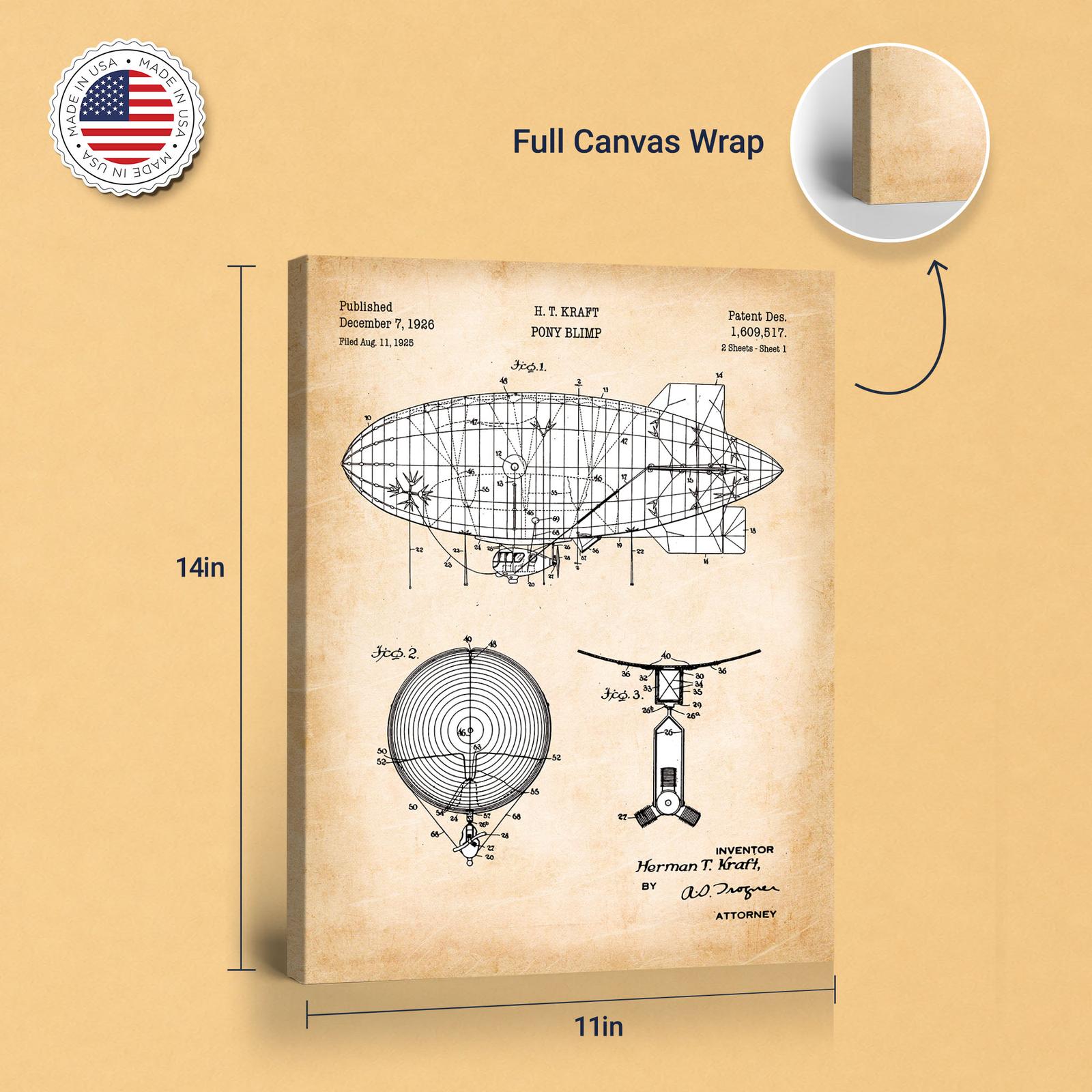 Blimp patent canvas print - gallery wrapped canvas edge detail
