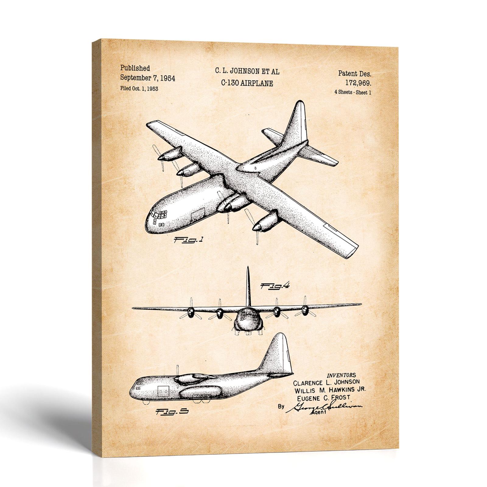 C-130 patent canvas print - 1954 transport plane by Crossroads Home Decor